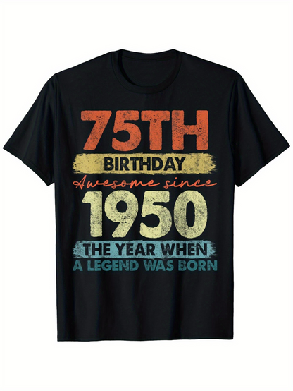 Men's Graphic T-Shirt 75th Birthday Awesome Since 1950 Vintage Typography T Shirt