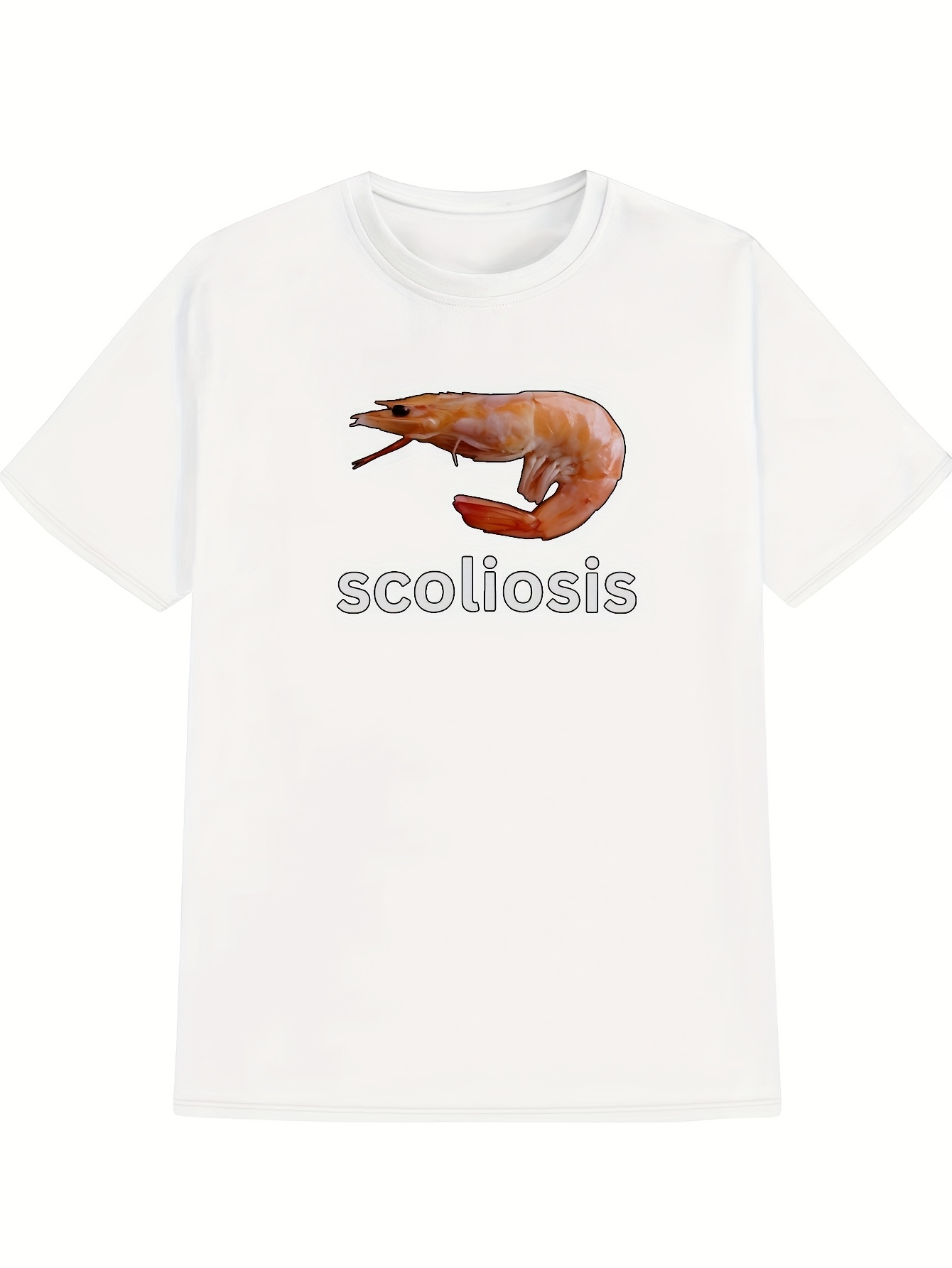 Men's Graphic T-Shirt Scoliosis Single Shrimp Surrounded By Plain White Minimalist Space