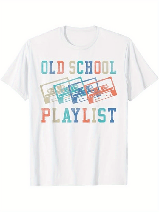 Men's Graphic T-Shirt Old School Playlist Vintage Cassette Tapes Colorfully Arranged With Retro Vibes