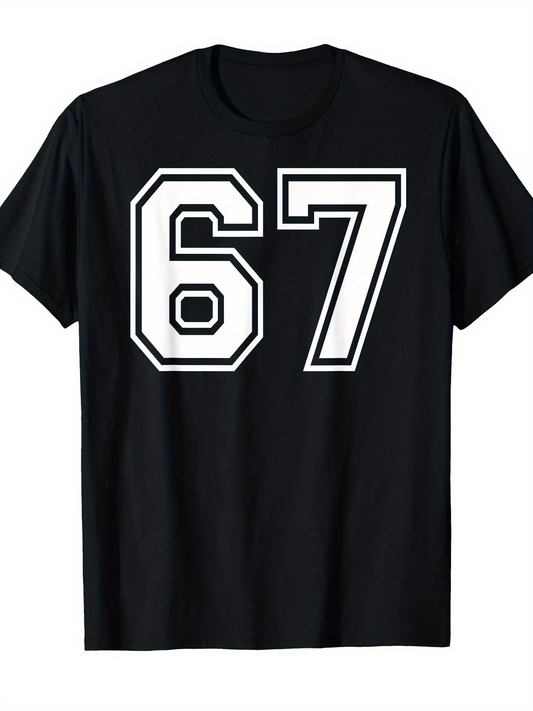 Men's Graphic T-Shirt Bold White Outlined Sporting Number Seventy Seven T Shirt