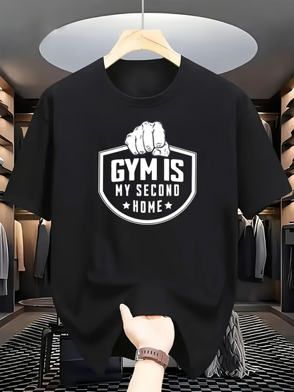 Men's Graphic T-Shirt Strong Fist Motif With Shield Graphic And Stars Embracing Motivational Gym Quote
