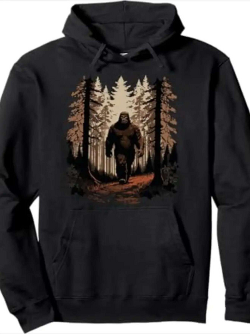 Men's Graphic Hoodie Majestic Woods With Tall Pine Trees Under Morning Sunlight Bigfoot