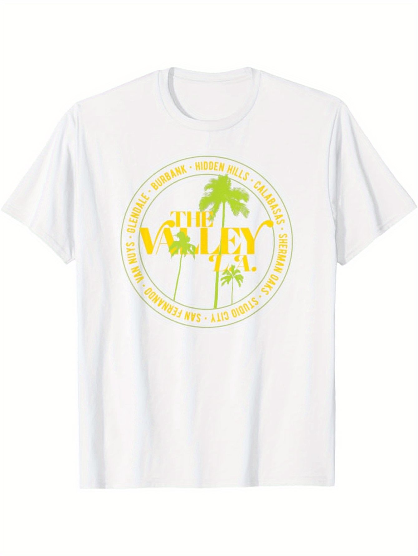 Men's Graphic T-Shirt California Vibes With Tall Green Palm Trees And Sunny Valley