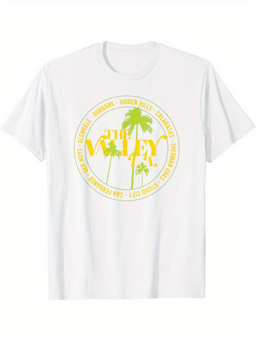 Men's Graphic T-Shirt California Vibes With Tall Green Palm Trees And Sunny Valley