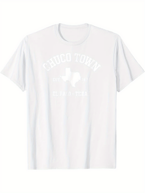 Men's Graphic T-Shirt Chuco Town Outline Map With Distressed Retro Style Texas Graphic