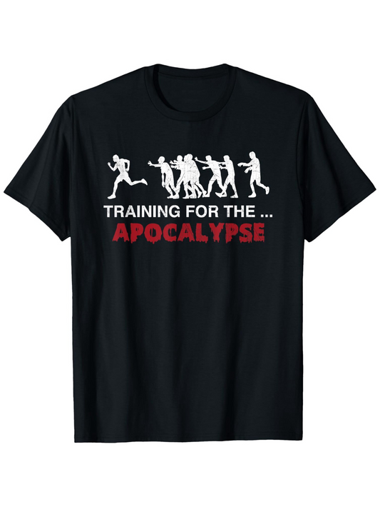 Men's Graphic T-Shirt Training For The Apocalypse Running Human Figures Evolution Silhouette