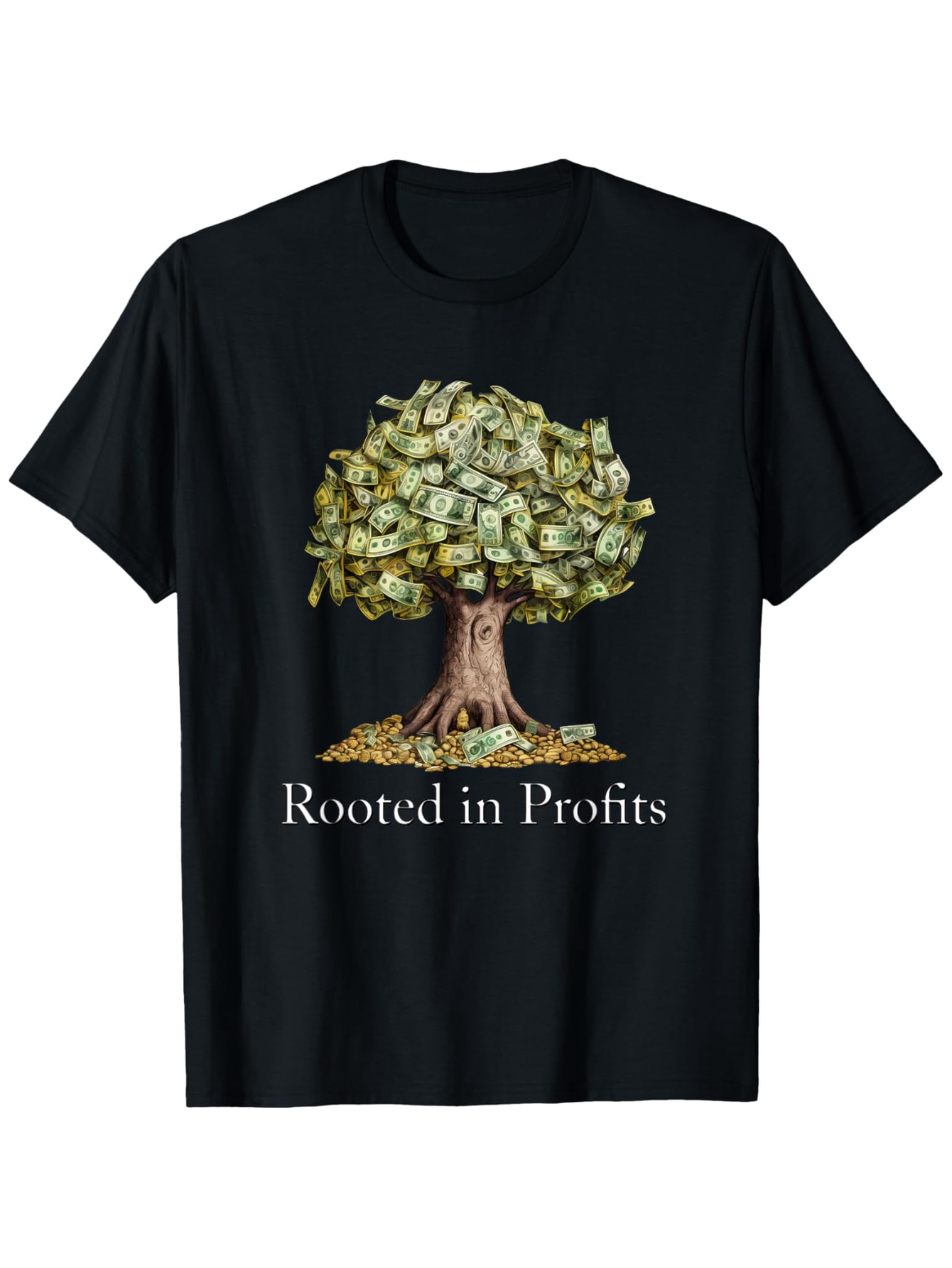 Men's Graphic T-Shirt Rooted In Profits Lush Money Leaves Growing From Tree