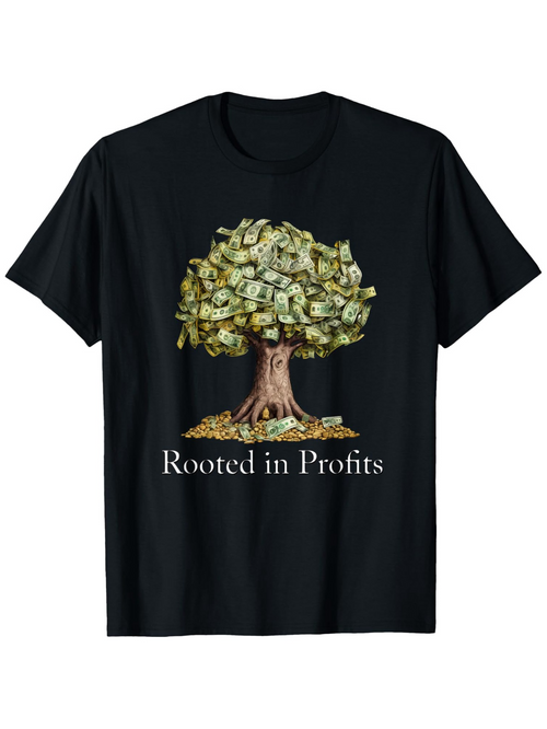 Men's Graphic T-Shirt Rooted In Profits Lush Money Leaves Growing From Tree