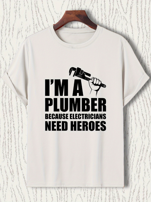 Men's Graphic T-Shirt Im A Plumber Bold Hand Holding Wrench Graphic Plumber Shirt