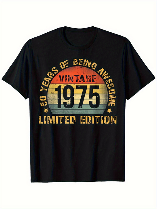 Men's Graphic T-Shirt Vintage Sunrise Limited Edition Graphic With Retro Stripe Sun 1975