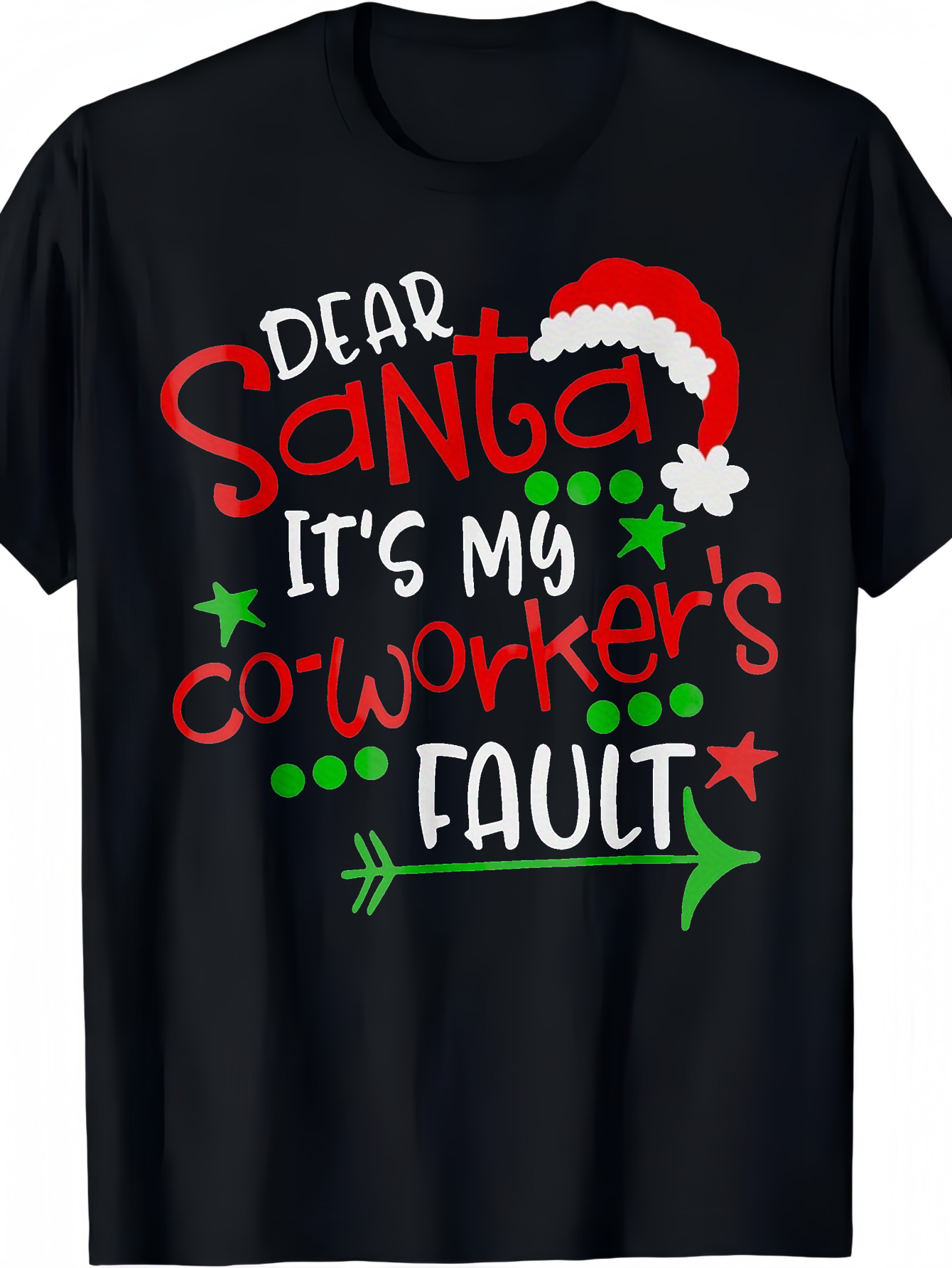 Men's Graphic T-Shirt Dear Santa With Playful Holiday Stars Festive Christmas Hat