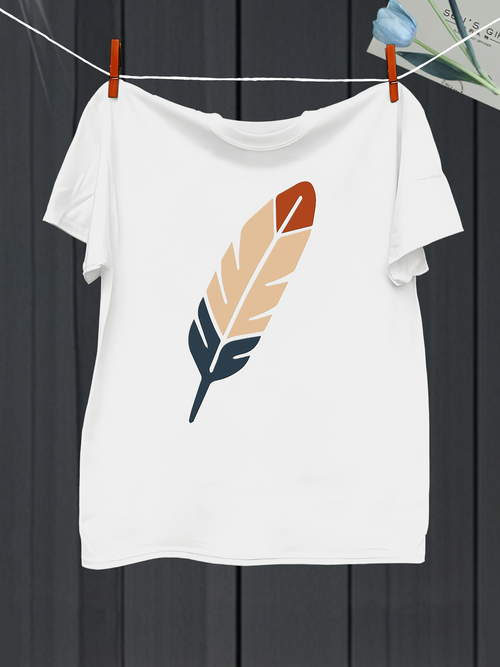 Men's Graphic T-Shirt Modern Abstract Color Block Leaf Feather