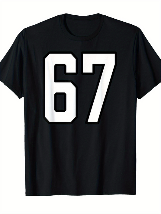 Men's Graphic T-Shirt Bold White Block Numbers Centered On Classic Jersey T Shirt