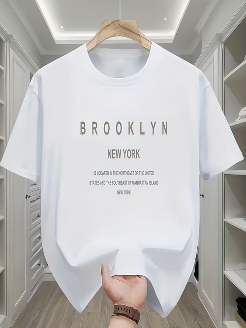 Men's Graphic T-Shirt Brooklyn New York Casual Urban Style With Minimalist Typography T Shirt