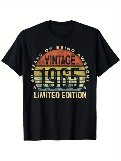 Men's Graphic T-Shirt Vintage Textured Faded Sunset With Large Bold Numbers And Classic Lettering T Shirt