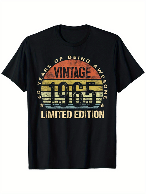 Men's Graphic T-Shirt Vintage Textured Faded Sunset With Large Bold Numbers And Classic Lettering T Shirt