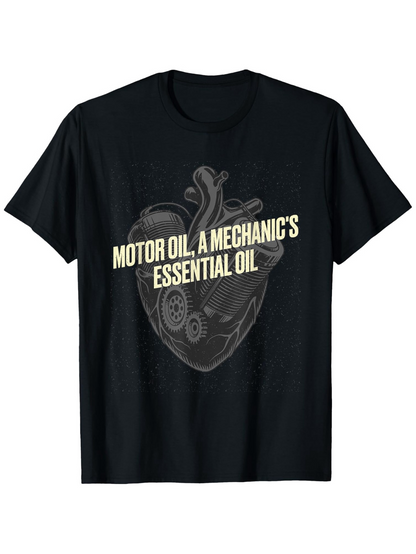 Men's Graphic T-Shirt Motor Oil A Mechanic Essential Oil Realistic Heart Shape With Engine Elements T Shirt