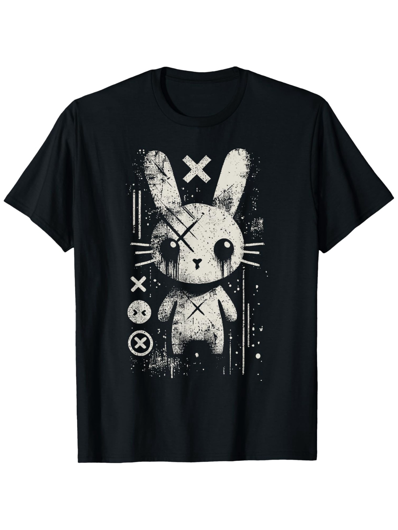 Men's Graphic T-Shirt Abstract Brush Stroke Art With Distressed Grunge Effects Bunny