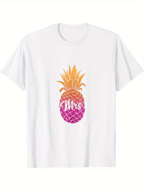Men's Graphic T-Shirt Mrs Bold Pink And Yellow Tropical Pineapple
