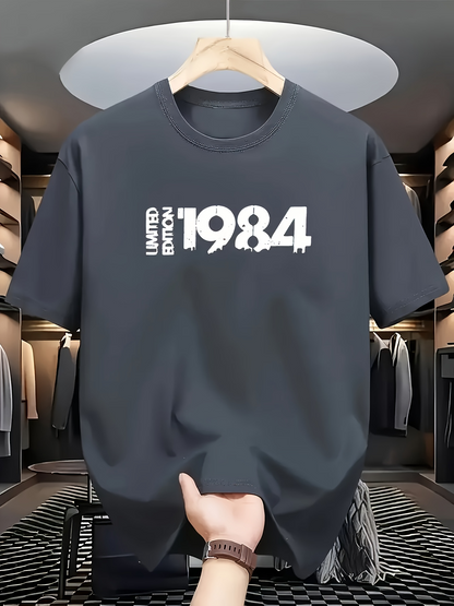 Men's Graphic T-Shirt Limited Edition Retro Neon Numbers With Bold Artistic Year Print 1984