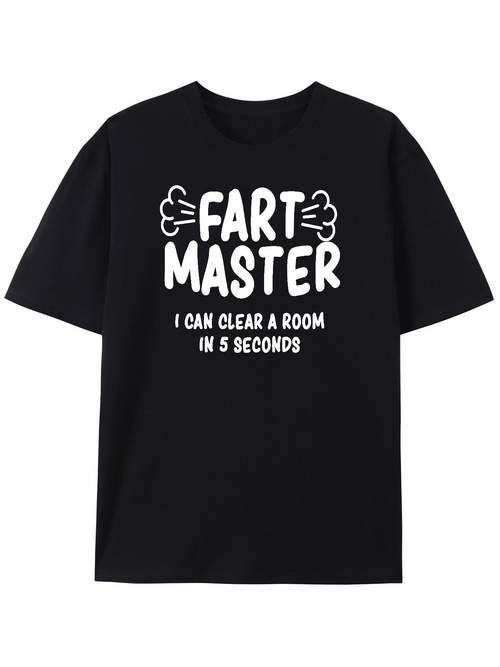 Men's Graphic T-Shirt Fart Master Bold Text With Comic Style Motion Graphic Centered T Shirt
