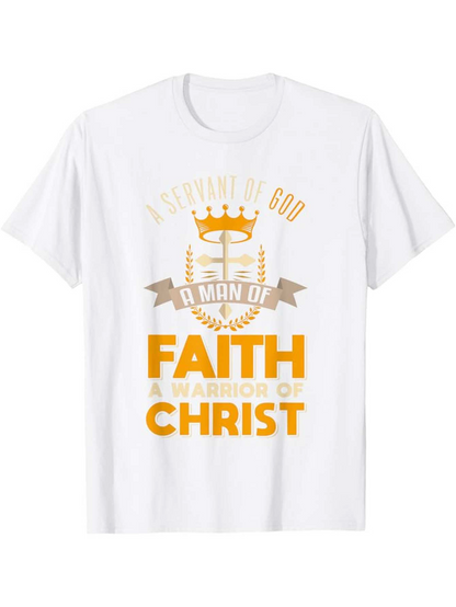 Men's Graphic T-Shirt Serving God With Sword Banner And Crown Under Golden Sunlight Christ