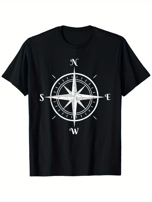 Men's Graphic T-Shirt Classic Compass Rose With Detailed Wind Directions And Ornate Centerpiece Star Compass