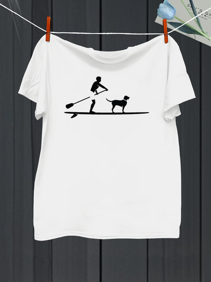 Men's Graphic T-Shirt Calm Lake Adventure With Dog On A Paddleboard