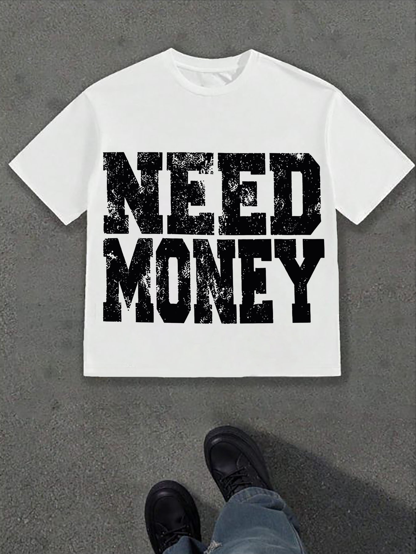 Men's Graphic T-Shirt Distressed Bold Lettering With Urban Contemporary White T Shirt