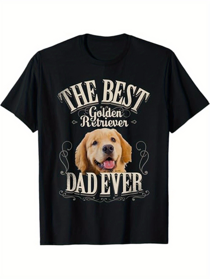 Men's Graphic T-Shirt The Best Golden Retriever Dad Ever With Cute Smiling Dog Face