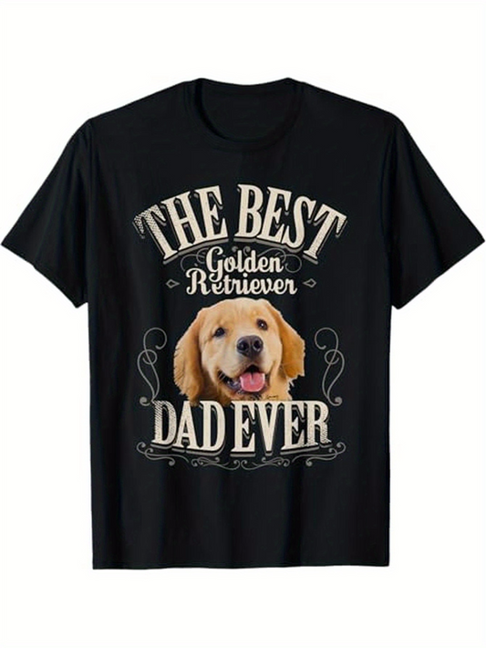 Men's Graphic T-Shirt The Best Golden Retriever Dad Ever With Cute Smiling Dog Face