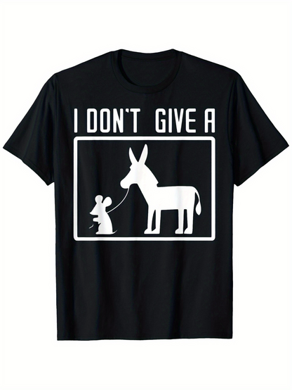 Men's Graphic T-Shirt I Dont Give A Playful Cartoon Mouse Leading Calm Donkey
