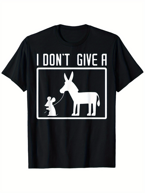 Men's Graphic T-Shirt I Dont Give A Playful Cartoon Mouse Leading Calm Donkey