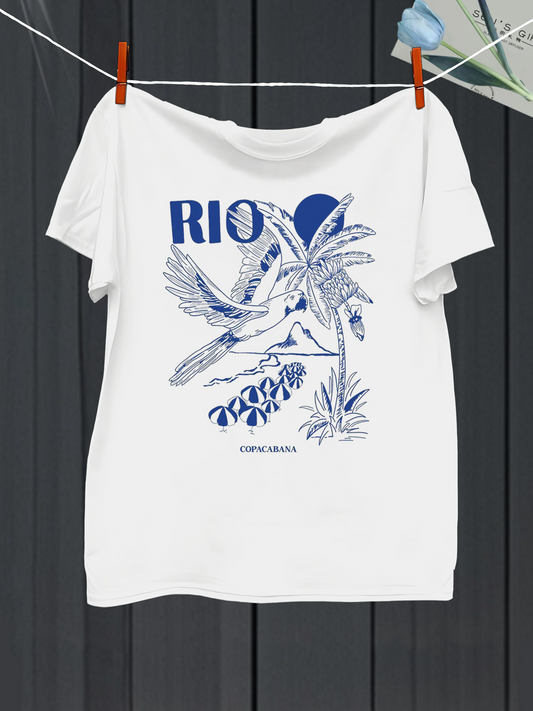 Men's Graphic T-Shirt Rio Jungle Birds And Tropical Leaves With Sun Parrot