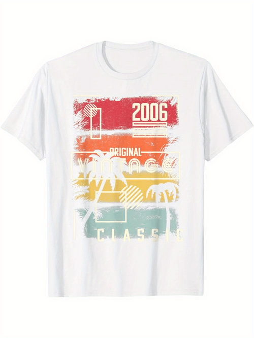 Men's Graphic T-Shirt Original 2006 Classic Vibrant Retro Sunset With Palm Trees Classic