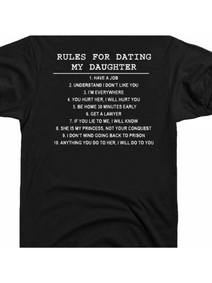 Men's Graphic T-Shirt Rules For Dating My Daughter Protective Father Humor Black T Shirt
