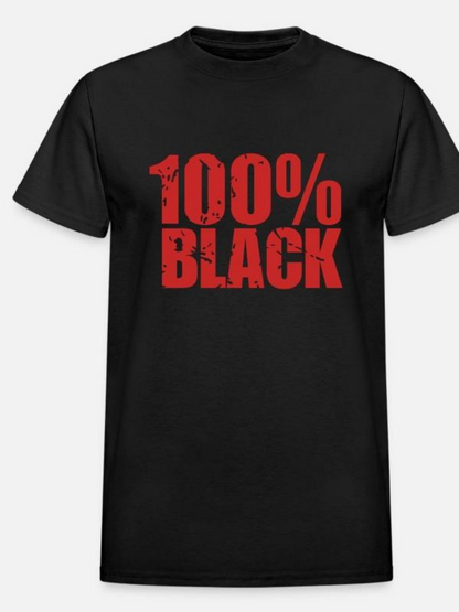 Men's Graphic T-Shirt Rugged Red Bold Statement On Solid Black Shirt
