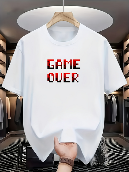 Men's Graphic T-Shirt Game Over Retro Red Pixel Art Style Text T Shirt