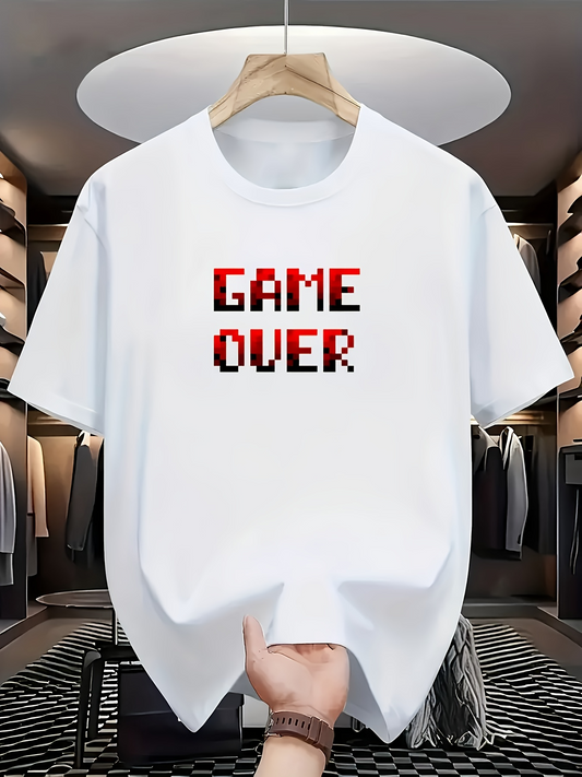 Men's Graphic T-Shirt Game Over Retro Red Pixel Art Style Text T Shirt