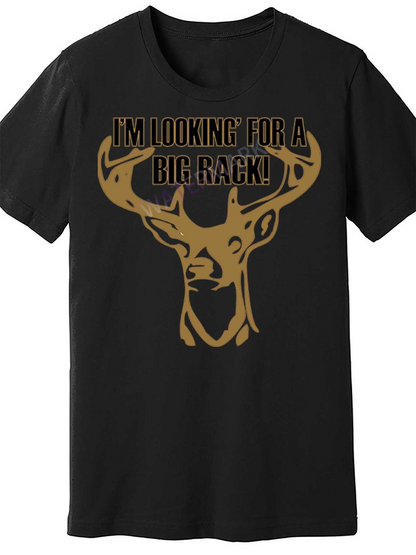 Men's Graphic T-Shirt Im Looking For A Big Rack Golden Deer Graphic Antlers On Solid Black Shirt