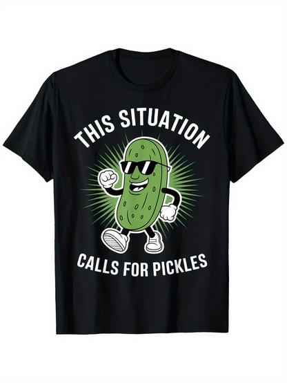 Men's Graphic T-Shirt This Situation Calls For Pickles Shining Green Rays With Cartoon Sunglasses Pickle