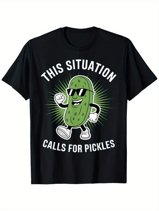 Men's Graphic T-Shirt This Situation Calls For Pickles Shining Green Rays With Cartoon Sunglasses Pickle