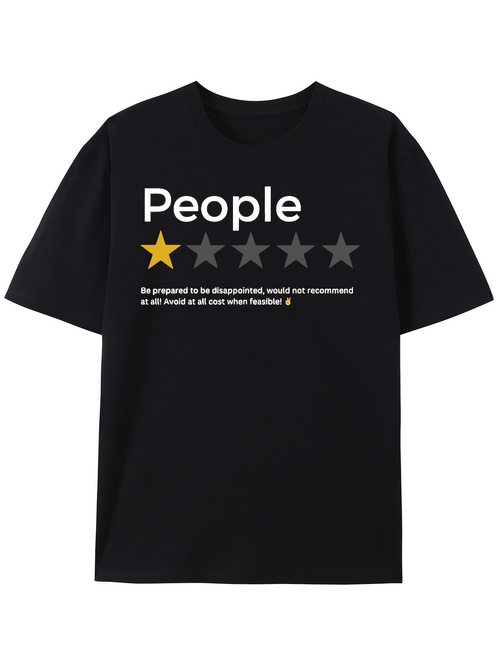Men's Graphic T-Shirt People One Star Review With Minimalist Typography Graphic T Shirt