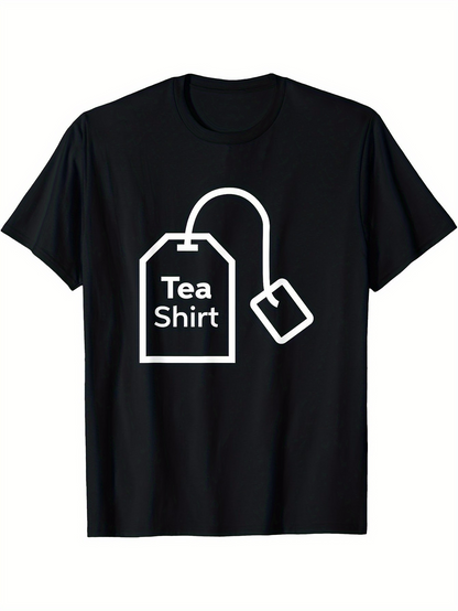 Men's Graphic T-Shirt Tea Shirt Minimalist Tag Illustration With Clean White Outline And Bold Design Teabag