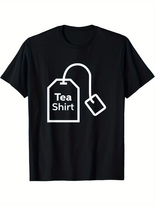 Men's Graphic T-Shirt Tea Shirt Minimalist Tag Illustration With Clean White Outline And Bold Design Teabag