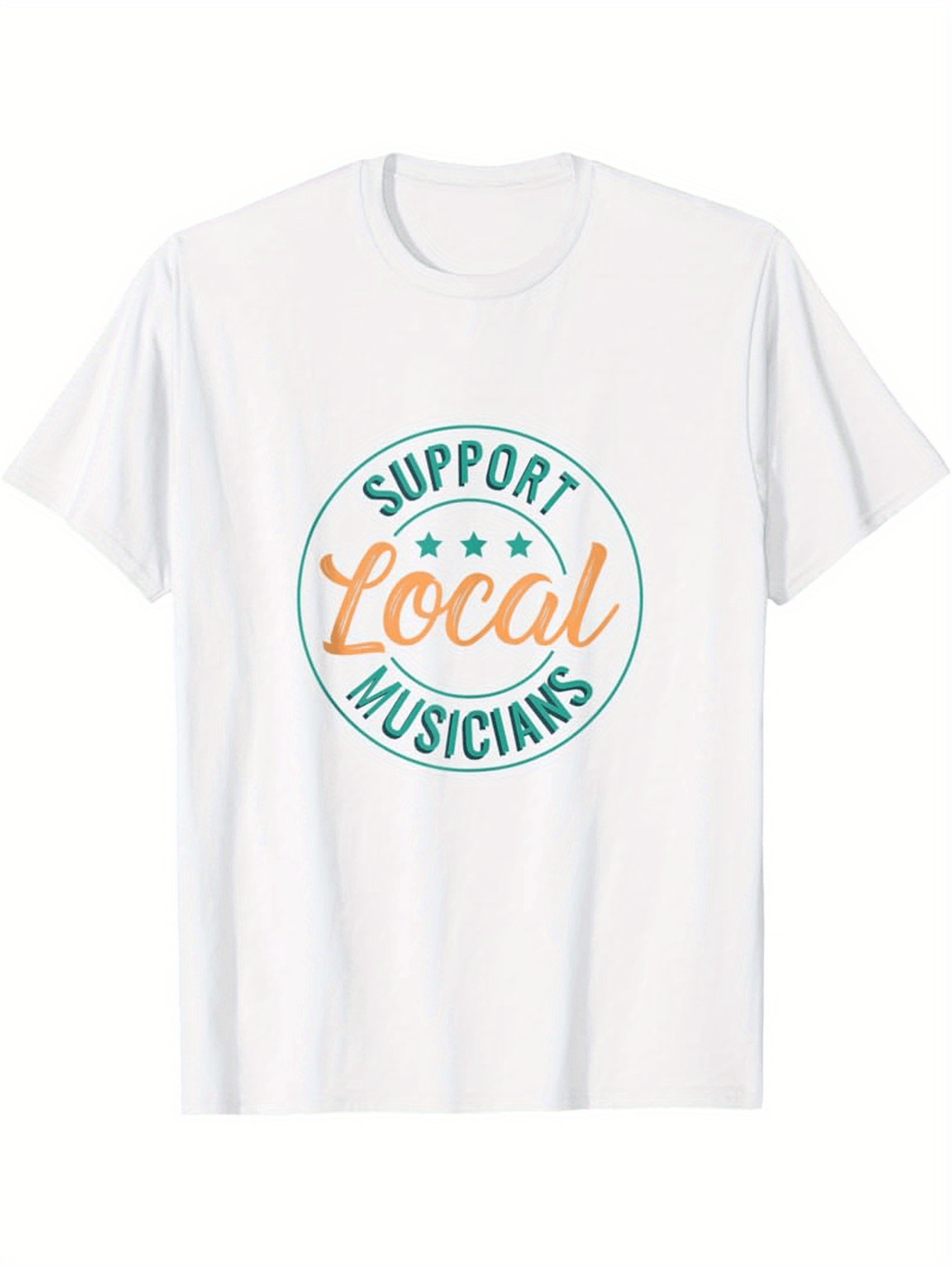 Men's Graphic T-Shirt Support Local Musicians Retro Circular Lettered Badge