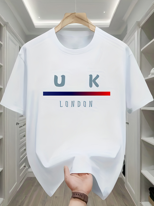 Men's Graphic T-Shirt Modern Minimalist Lettering With Color Lines And City Theme London