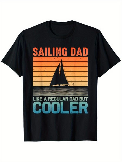 Men's Graphic T-Shirt Sailing Dad Like A Regular Dad But Cooler Sunset Sailboat