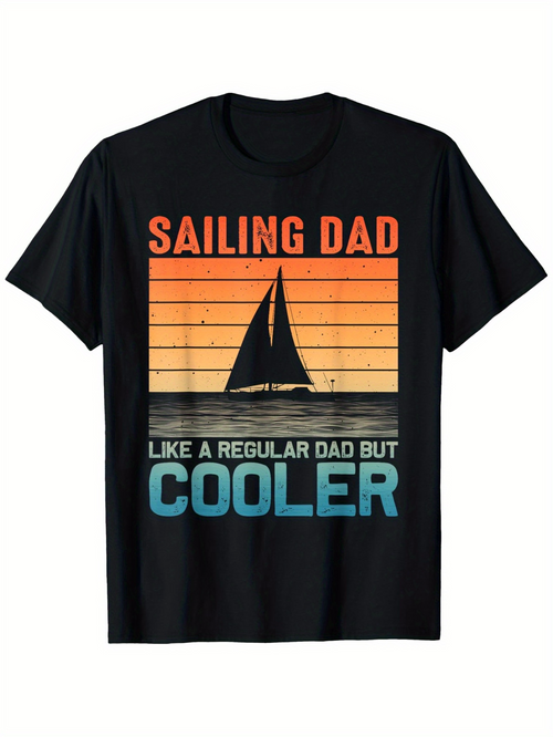 Men's Graphic T-Shirt Sailing Dad Like A Regular Dad But Cooler Sunset Sailboat