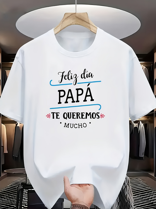 Men's Graphic T-Shirt Feliz Día Papá & Papá Te Queremos Mucho text